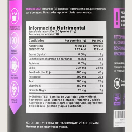 resveratrol 180 capsulas B life