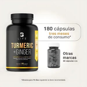 Raíz de Cúrcuma y Jengibre B life 180 capsulas